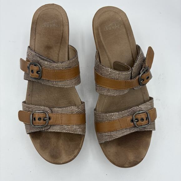 Dansko‎ Shoes Sandals Womens Size 10 EU 41 Jessie Sand Lizard Sand Leather Wedge - Picture 3 of 11